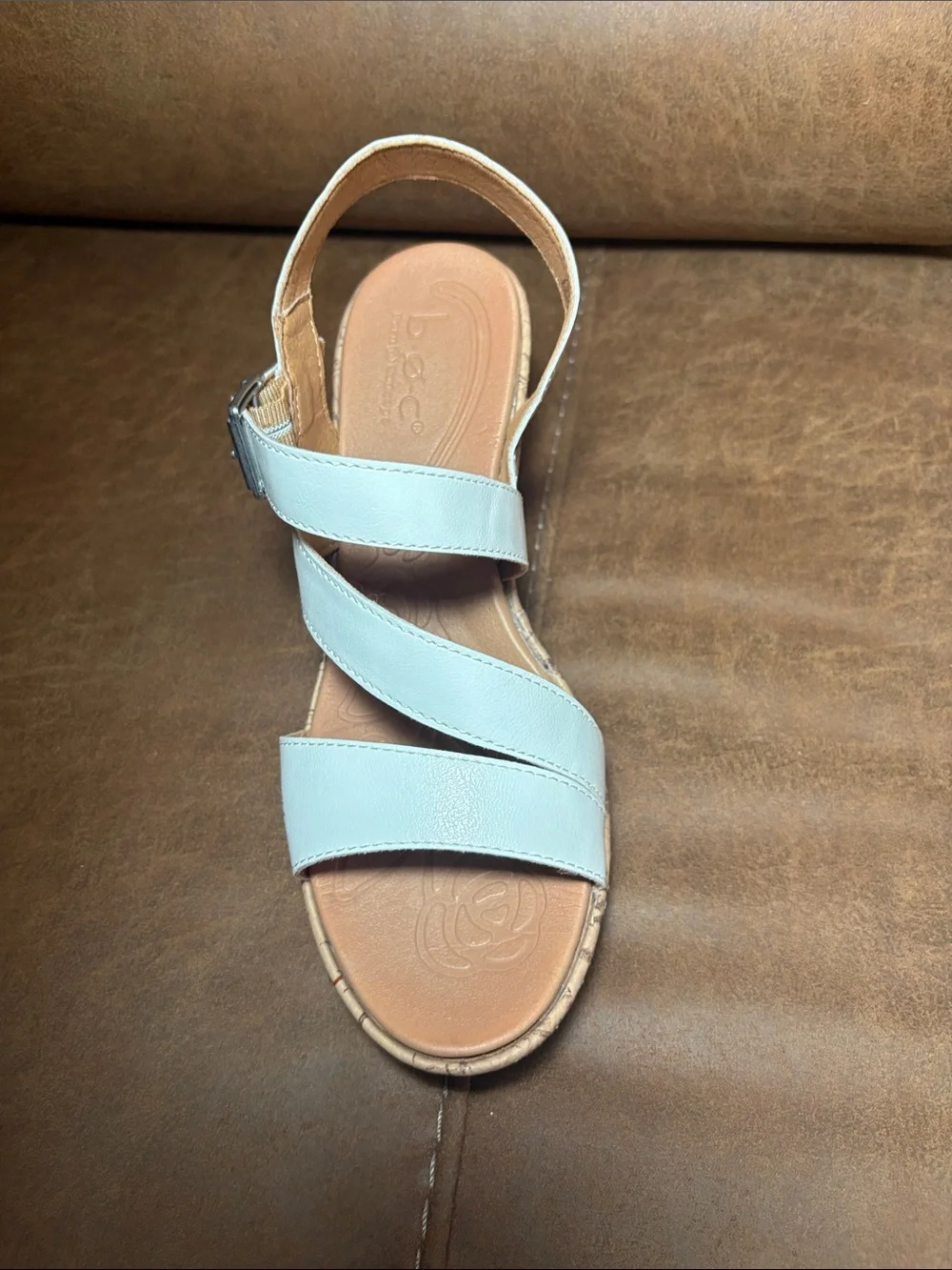 b.o.c. Born Concept Schirra White Wedge Slingback Sandals 10M